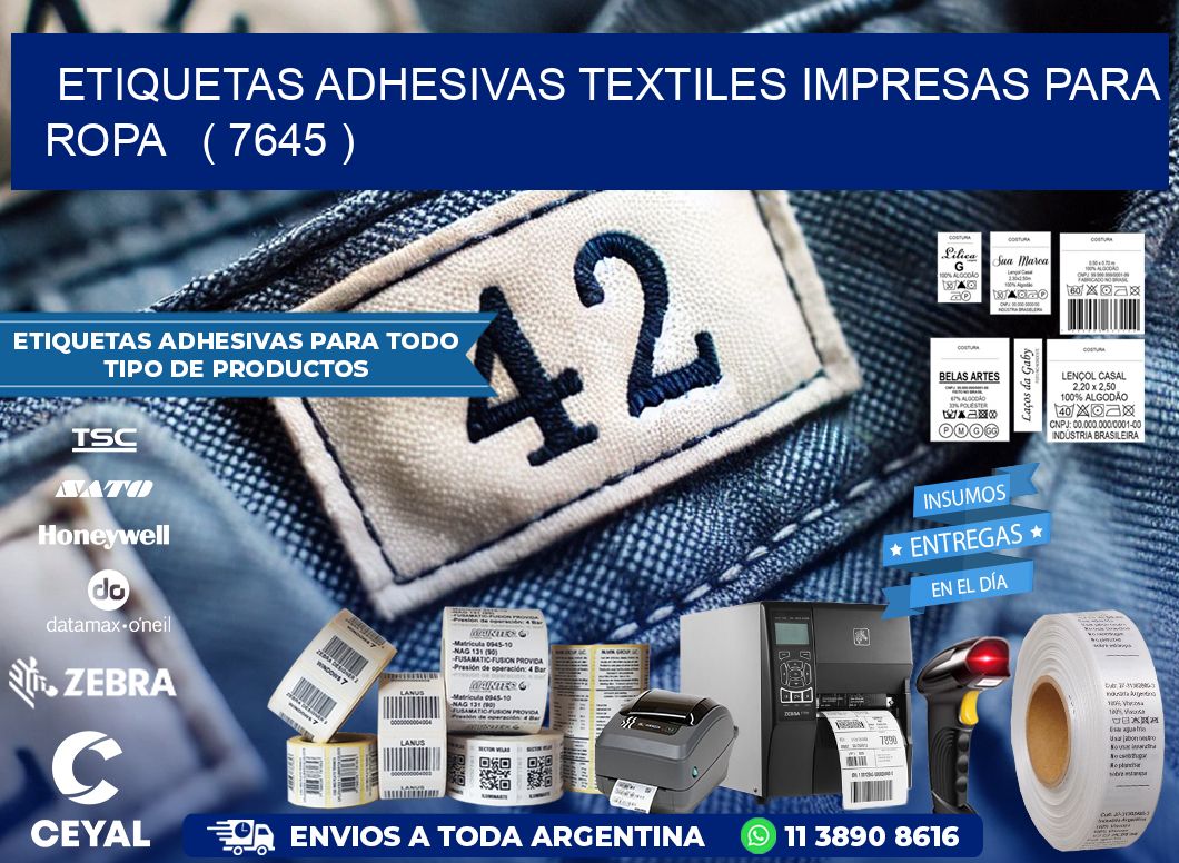 ETIQUETAS ADHESIVAS TEXTILES IMPRESAS PARA ROPA   ( 7645 )