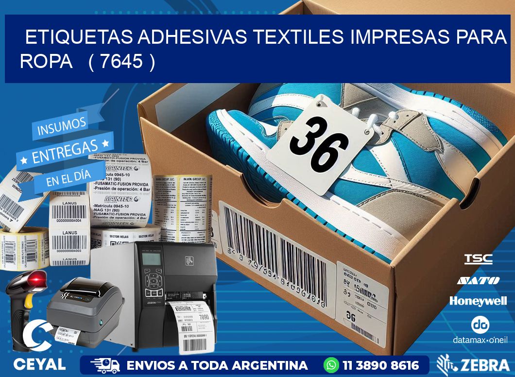 ETIQUETAS ADHESIVAS TEXTILES IMPRESAS PARA ROPA   ( 7645 )