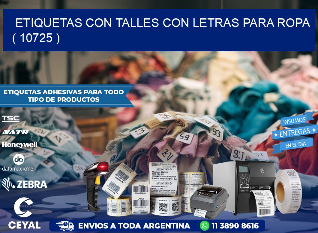 ETIQUETAS CON TALLES CON LETRAS PARA ROPA   ( 10725 )