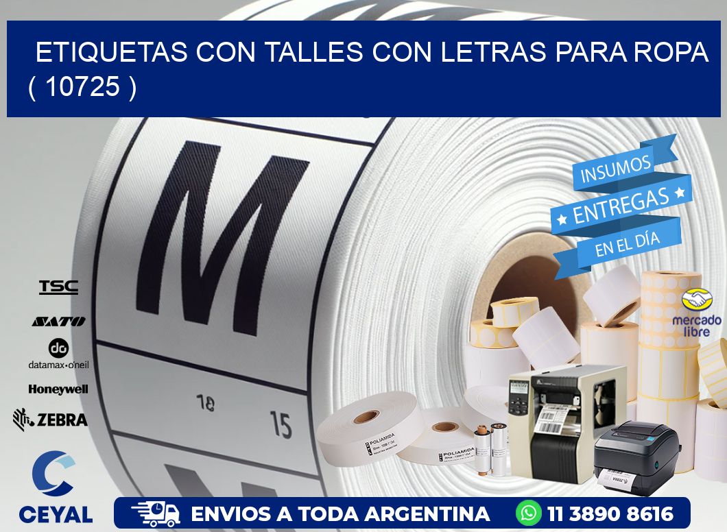 ETIQUETAS CON TALLES CON LETRAS PARA ROPA   ( 10725 )