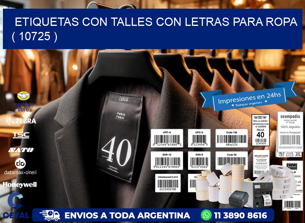 ETIQUETAS CON TALLES CON LETRAS PARA ROPA   ( 10725 )