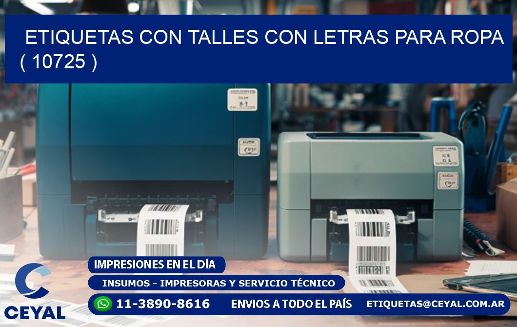 ETIQUETAS CON TALLES CON LETRAS PARA ROPA   ( 10725 )