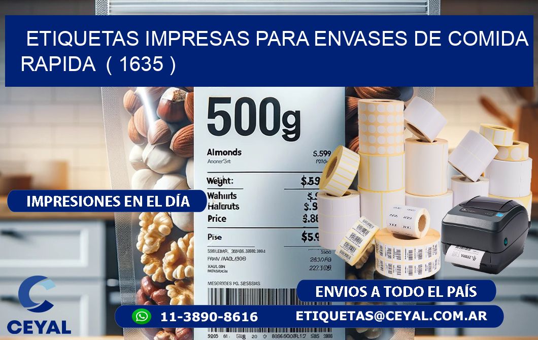 ETIQUETAS IMPRESAS PARA ENVASES DE COMIDA RAPIDA  ( 1635 )