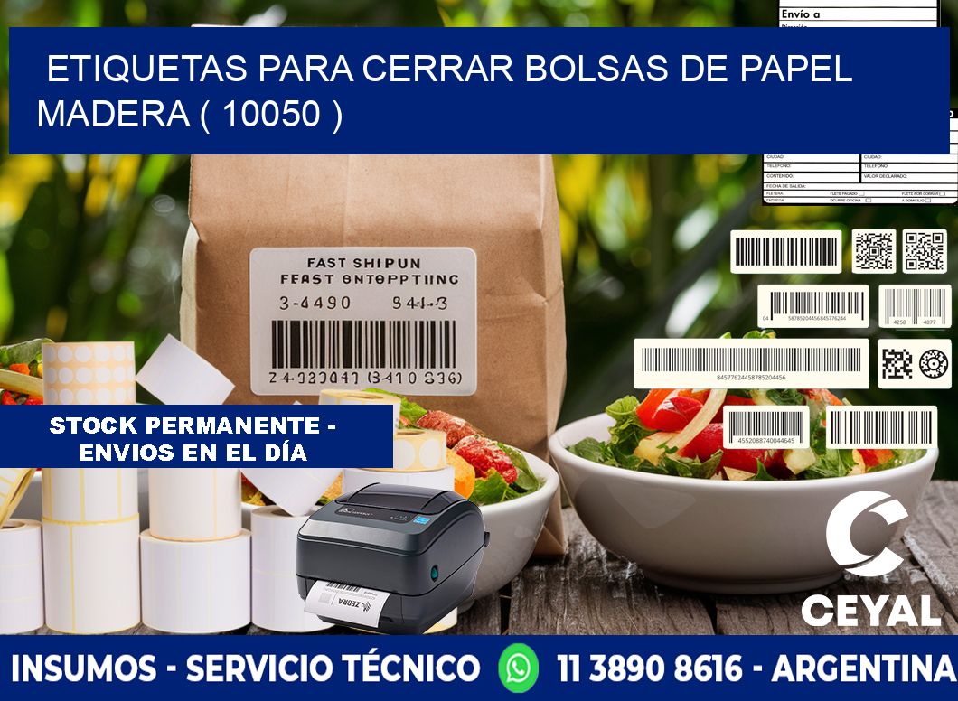 ETIQUETAS PARA CERRAR BOLSAS DE PAPEL MADERA ( 10050 )