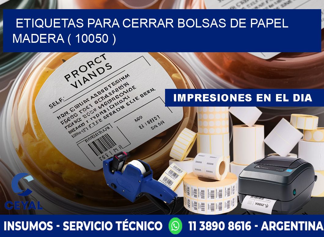 ETIQUETAS PARA CERRAR BOLSAS DE PAPEL MADERA ( 10050 )