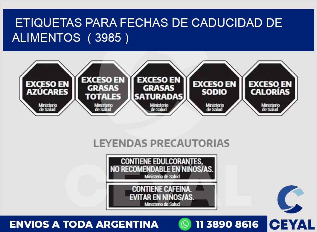 ETIQUETAS PARA FECHAS DE CADUCIDAD DE ALIMENTOS  ( 3985 )