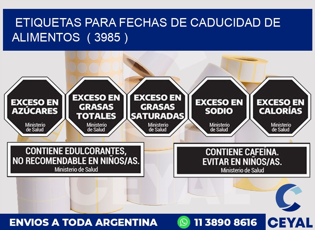 ETIQUETAS PARA FECHAS DE CADUCIDAD DE ALIMENTOS  ( 3985 )