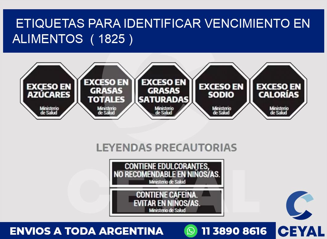 ETIQUETAS PARA IDENTIFICAR VENCIMIENTO EN ALIMENTOS  ( 1825 )