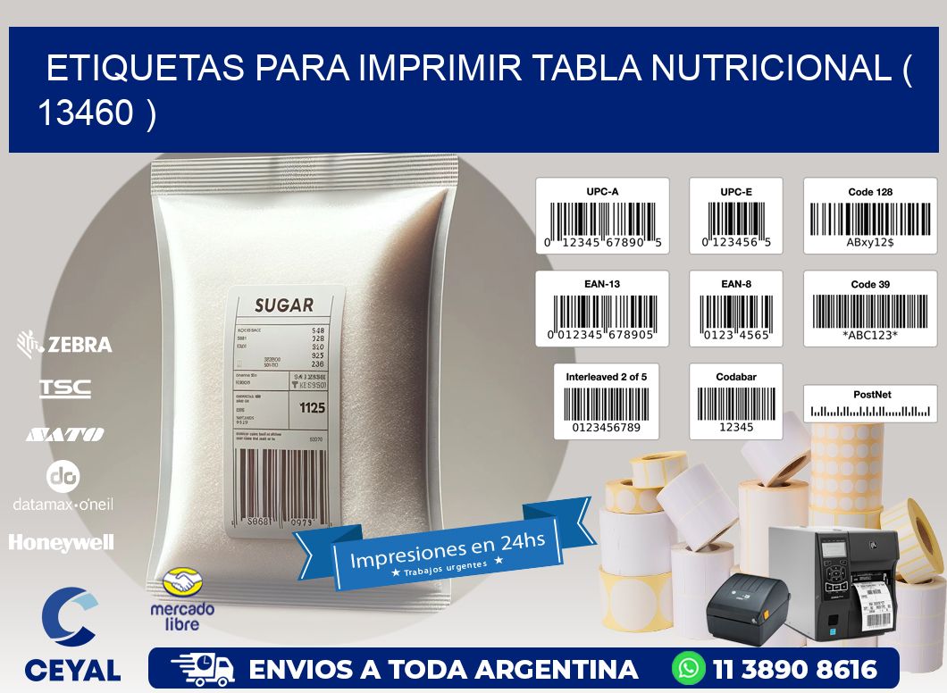 ETIQUETAS PARA IMPRIMIR TABLA NUTRICIONAL ( 13460 )