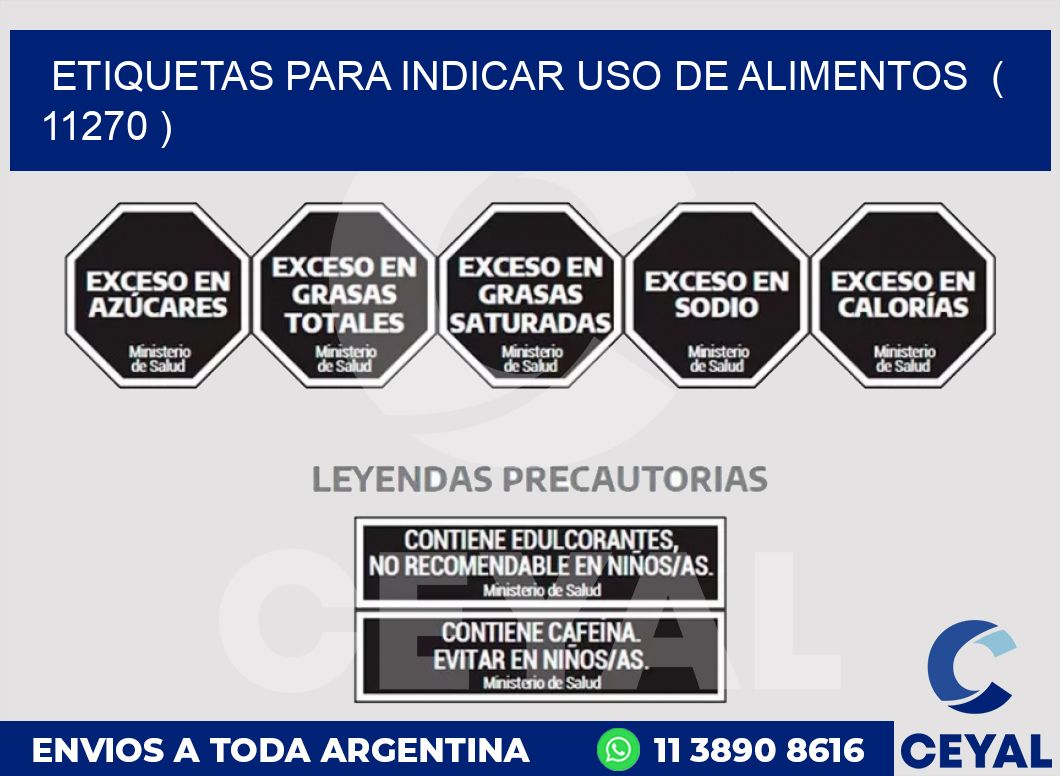 ETIQUETAS PARA INDICAR USO DE ALIMENTOS  ( 11270 )