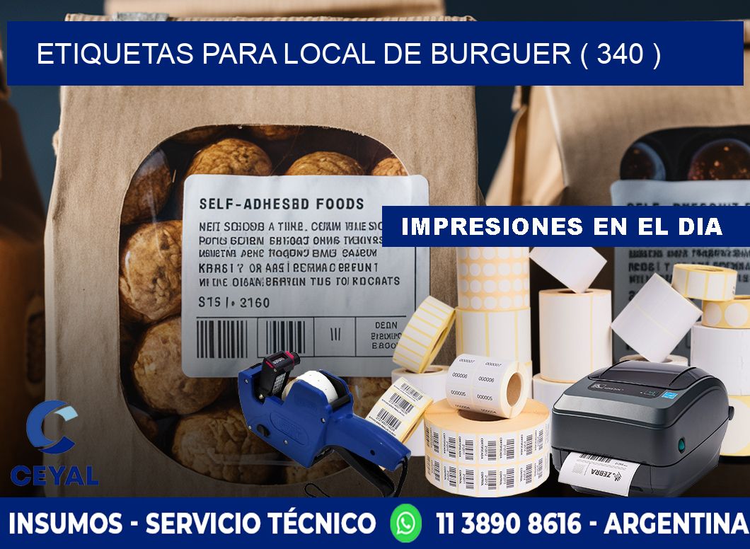 ETIQUETAS PARA LOCAL DE BURGUER ( 340 )