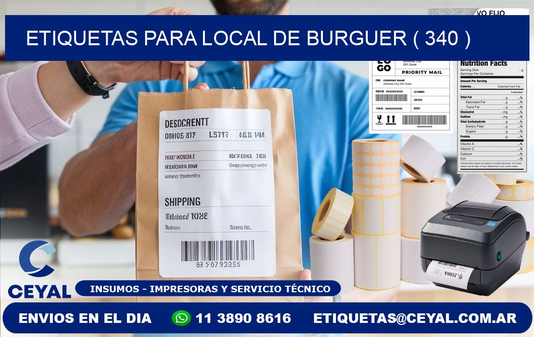 ETIQUETAS PARA LOCAL DE BURGUER ( 340 )