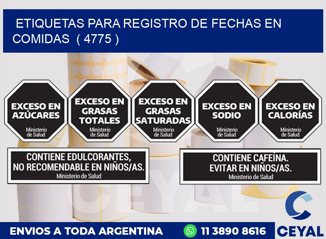 ETIQUETAS PARA REGISTRO DE FECHAS EN COMIDAS  ( 4775 )