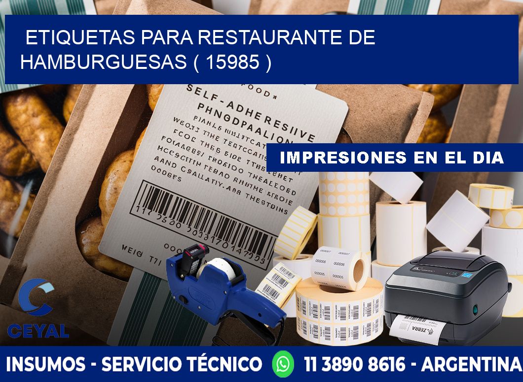 ETIQUETAS PARA RESTAURANTE DE HAMBURGUESAS ( 15985 )