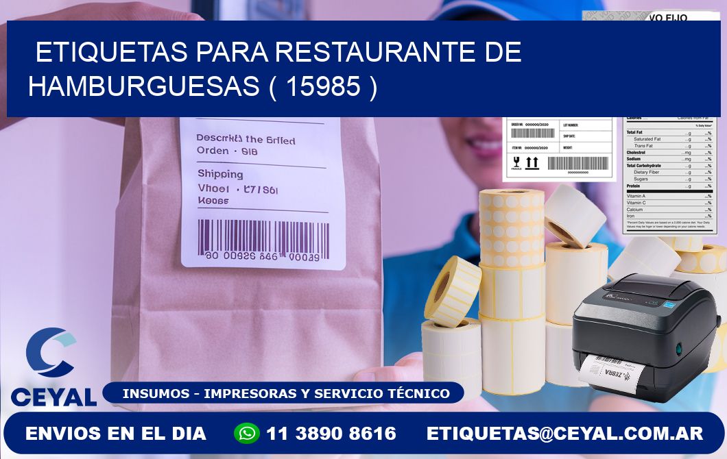 ETIQUETAS PARA RESTAURANTE DE HAMBURGUESAS ( 15985 )