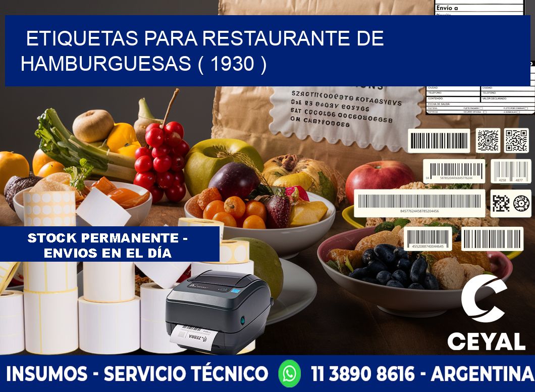 ETIQUETAS PARA RESTAURANTE DE HAMBURGUESAS ( 1930 )