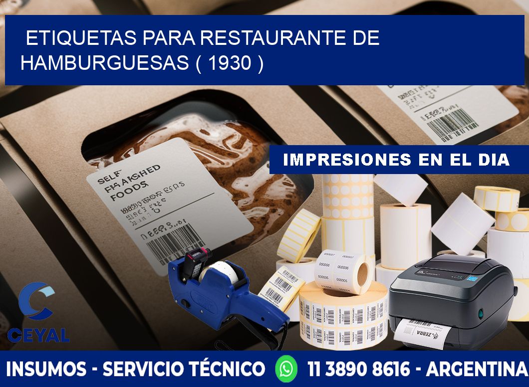 ETIQUETAS PARA RESTAURANTE DE HAMBURGUESAS ( 1930 )