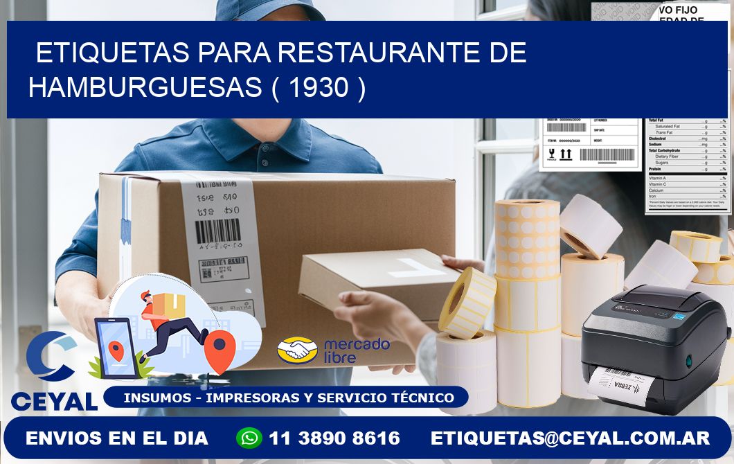 ETIQUETAS PARA RESTAURANTE DE HAMBURGUESAS ( 1930 )