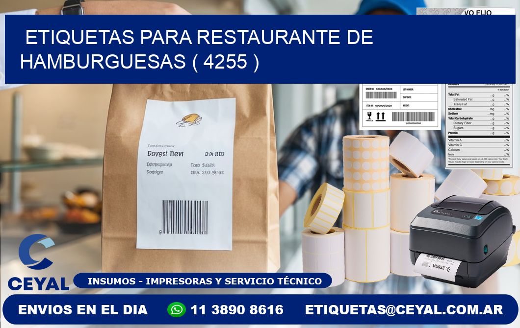 ETIQUETAS PARA RESTAURANTE DE HAMBURGUESAS ( 4255 )