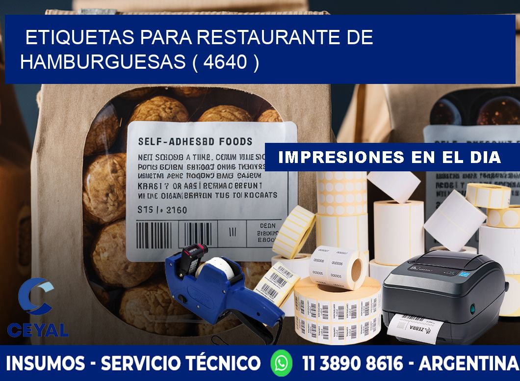 ETIQUETAS PARA RESTAURANTE DE HAMBURGUESAS ( 4640 )