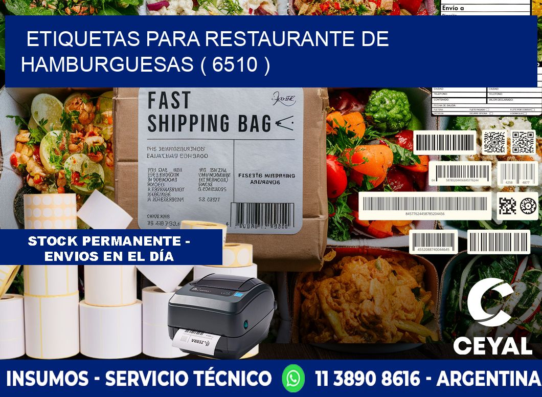 ETIQUETAS PARA RESTAURANTE DE HAMBURGUESAS ( 6510 )