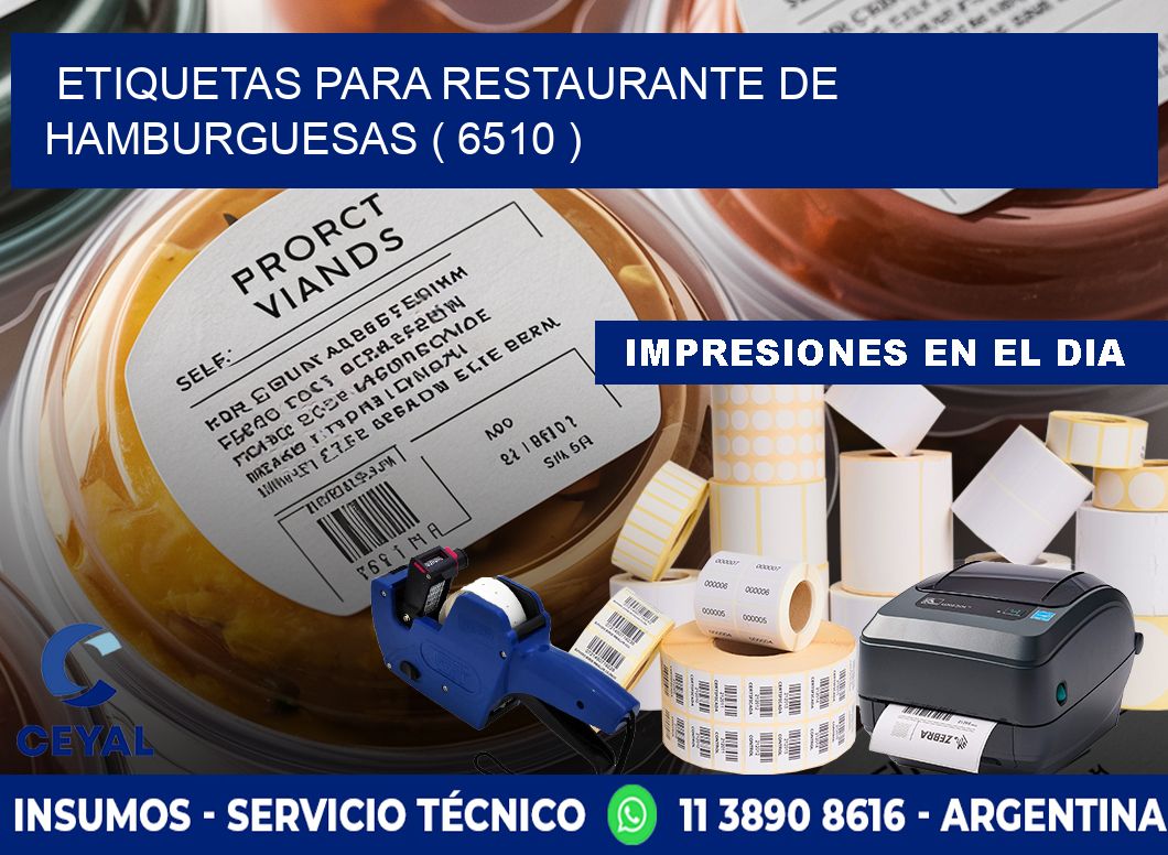 ETIQUETAS PARA RESTAURANTE DE HAMBURGUESAS ( 6510 )