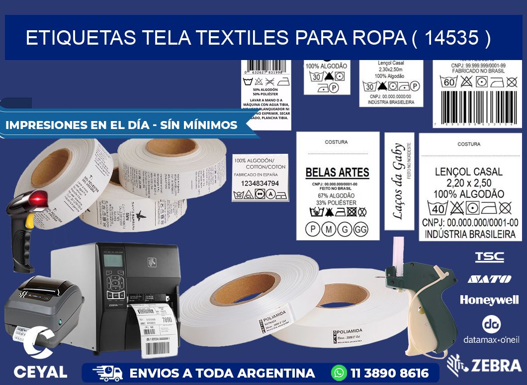 ETIQUETAS TELA TEXTILES PARA ROPA ( 14535 )