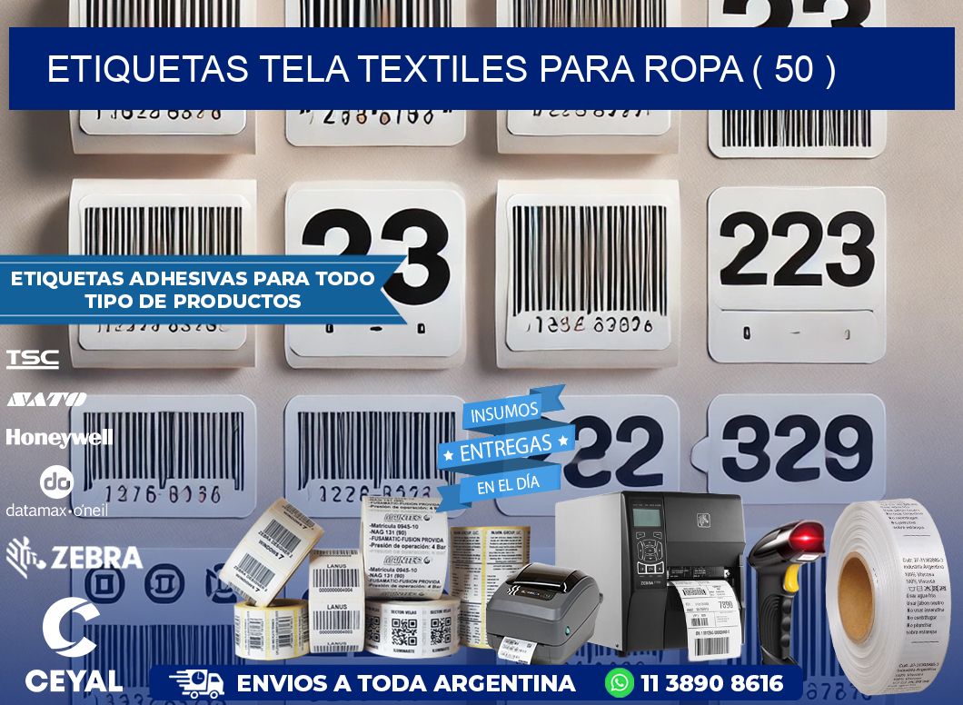 ETIQUETAS TELA TEXTILES PARA ROPA ( 50 )