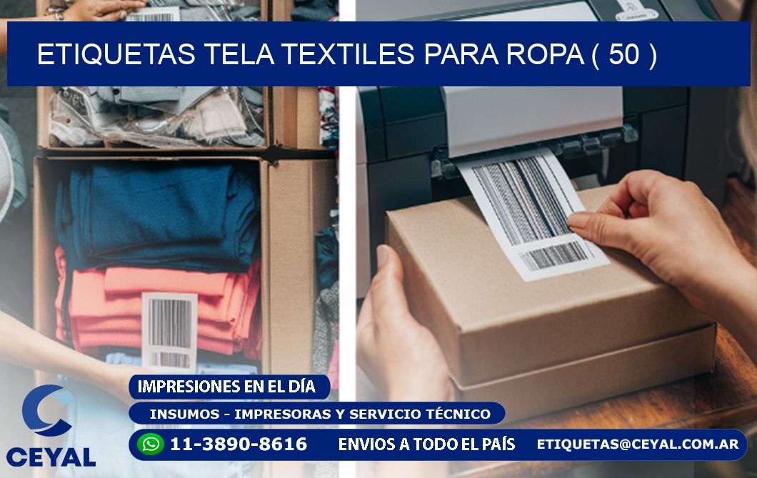 ETIQUETAS TELA TEXTILES PARA ROPA ( 50 )