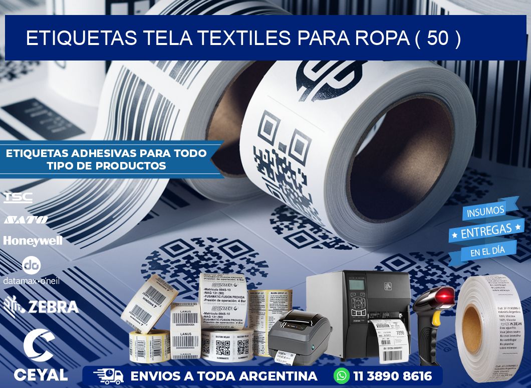 ETIQUETAS TELA TEXTILES PARA ROPA ( 50 )