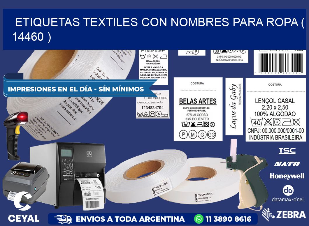 ETIQUETAS TEXTILES CON NOMBRES PARA ROPA ( 14460 )