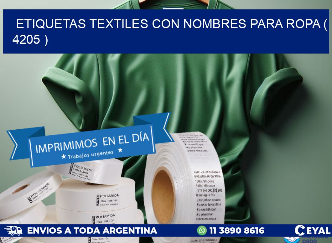 ETIQUETAS TEXTILES CON NOMBRES PARA ROPA ( 4205 )