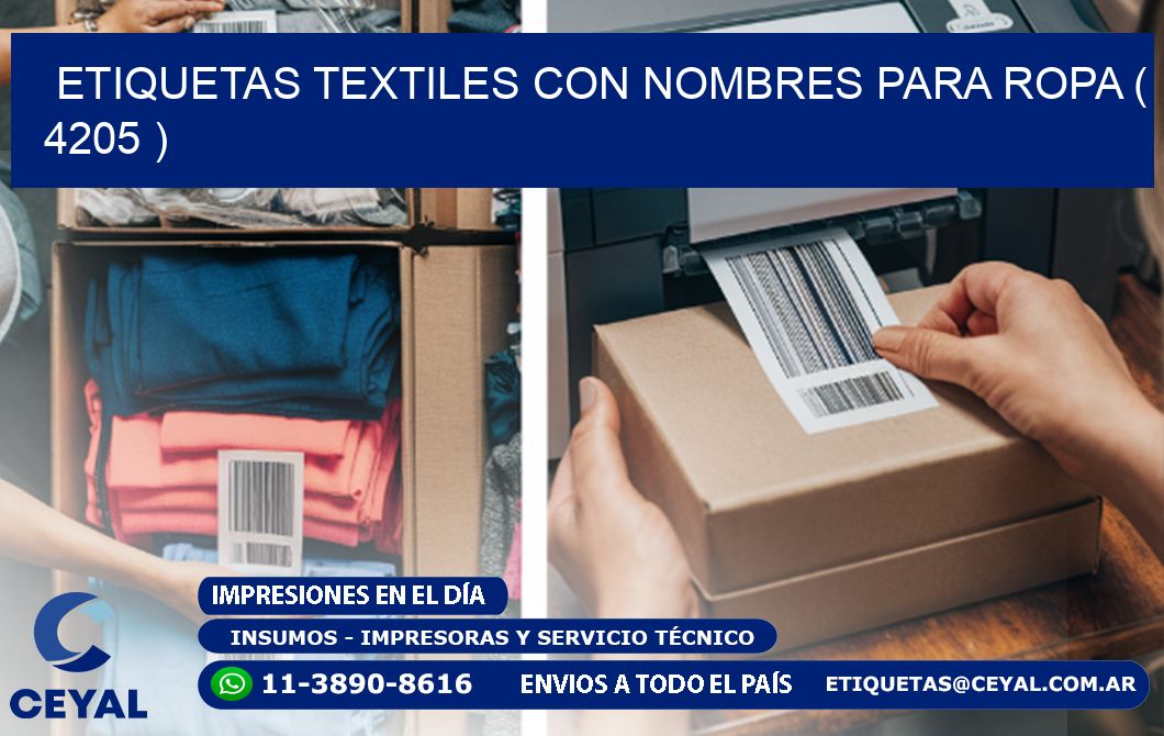 ETIQUETAS TEXTILES CON NOMBRES PARA ROPA ( 4205 )