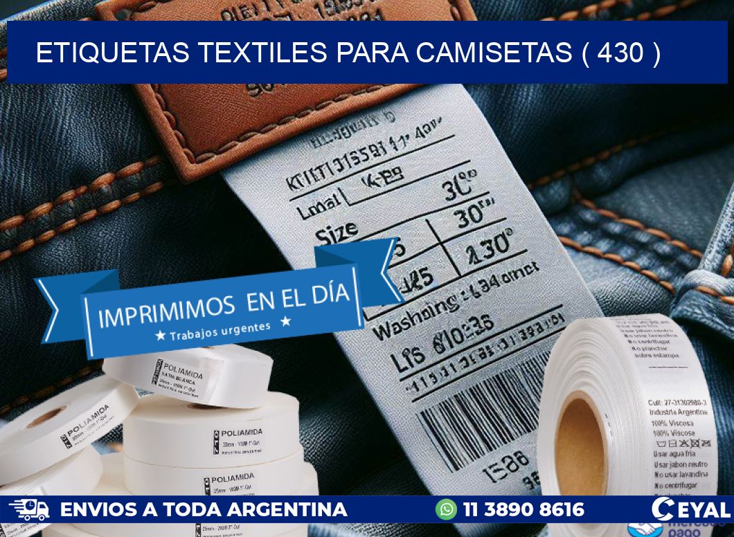 ETIQUETAS TEXTILES PARA CAMISETAS ( 430 )