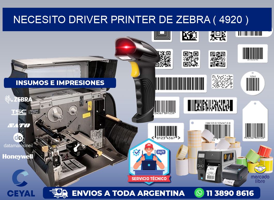 NECESITO DRIVER PRINTER DE ZEBRA ( 4920 )