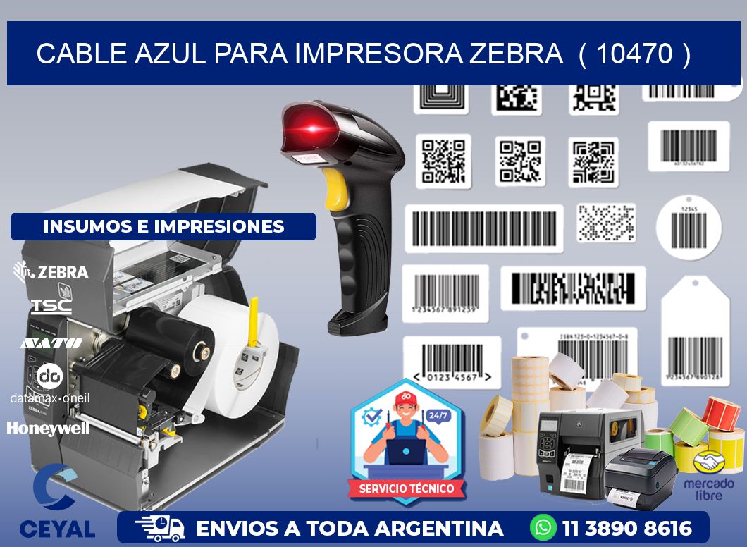 cable azul para impresora zebra  ( 10470 )