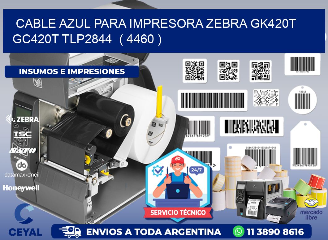 cable azul para impresora zebra GK420T GC420T TLP2844  ( 4460 )