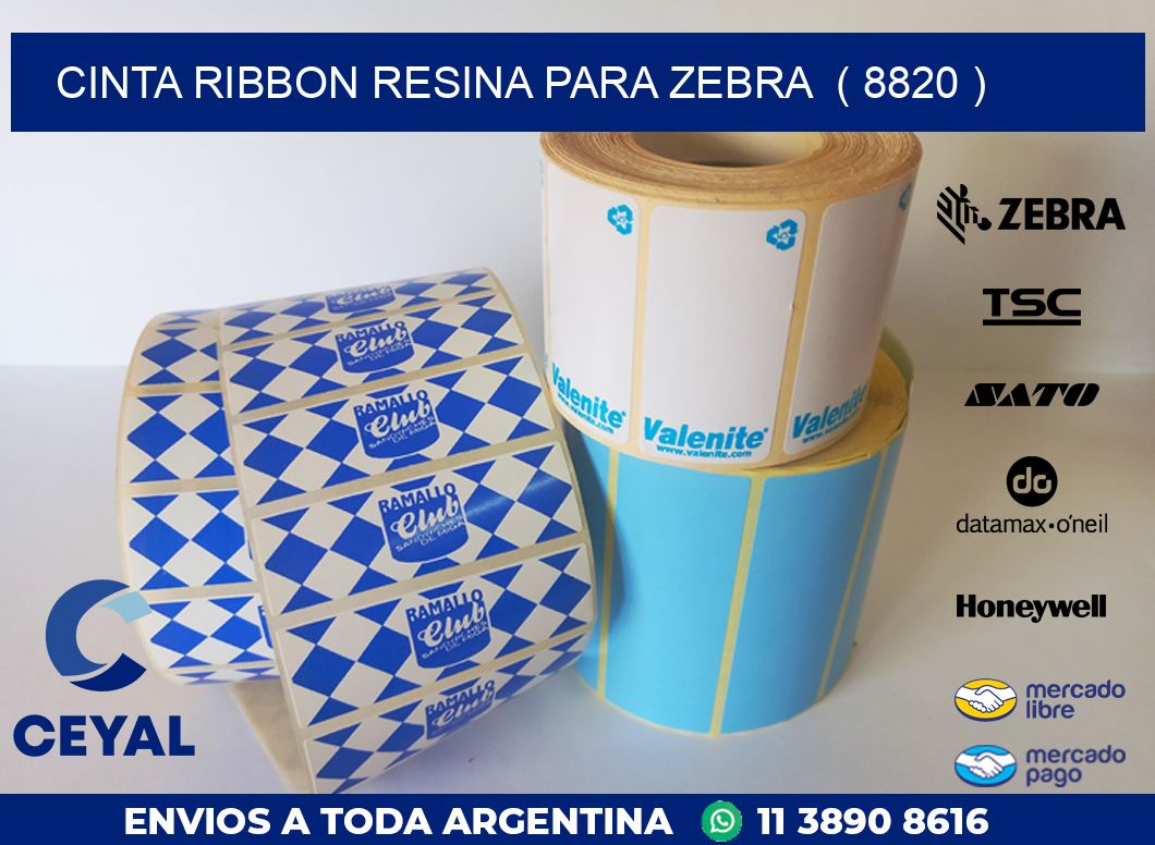 CINTA RIBBON RESINA PARA ZEBRA  ( 8820 )