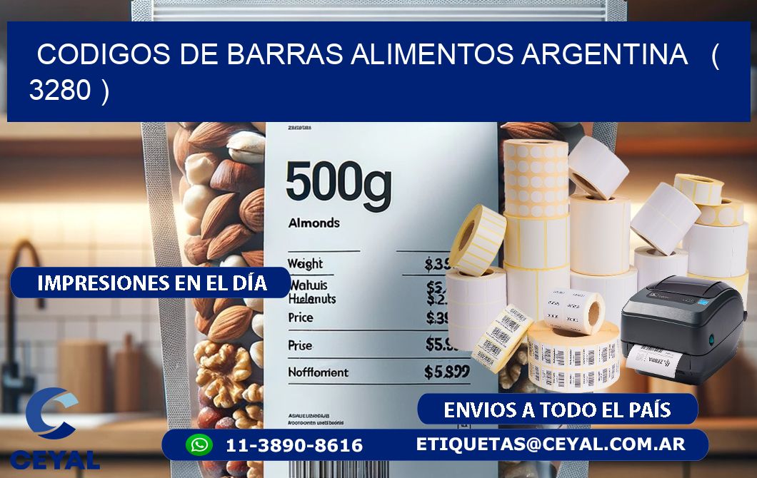 CODIGOS DE BARRAS ALIMENTOS ARGENTINA   ( 3280 )