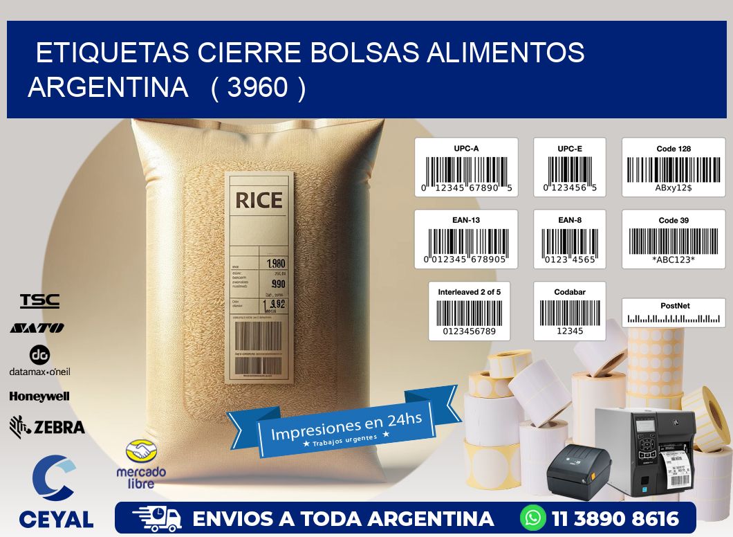 ETIQUETAS CIERRE BOLSAS ALIMENTOS ARGENTINA   ( 3960 )