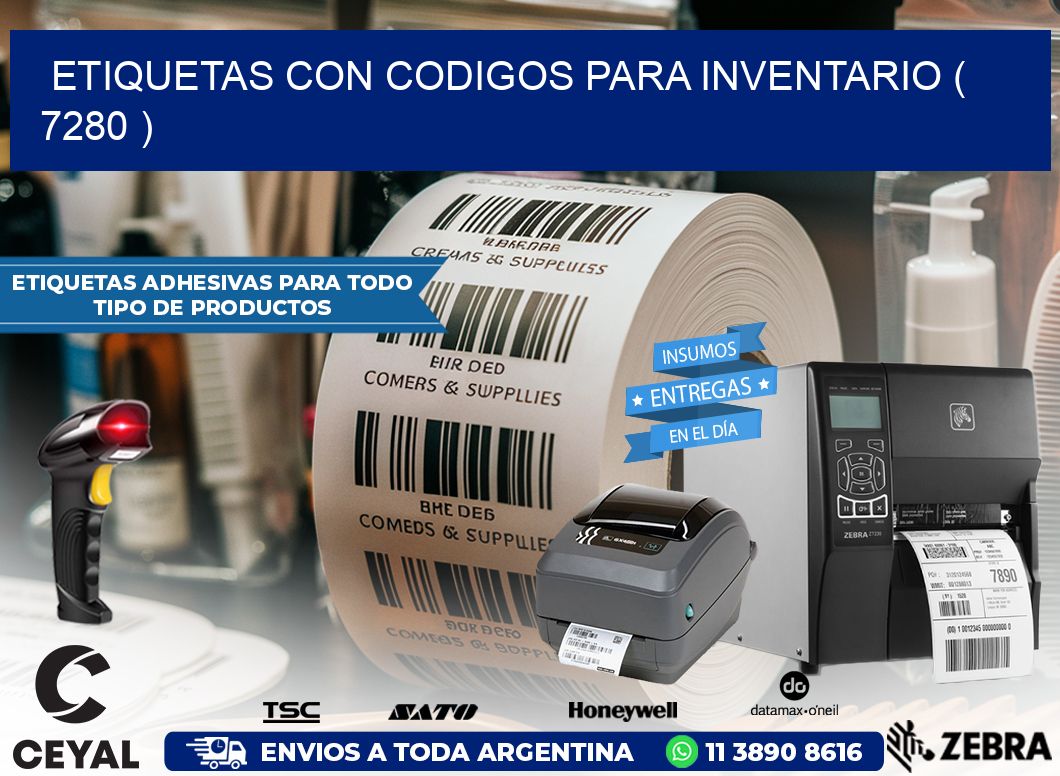 ETIQUETAS CON CODIGOS PARA INVENTARIO ( 7280 )