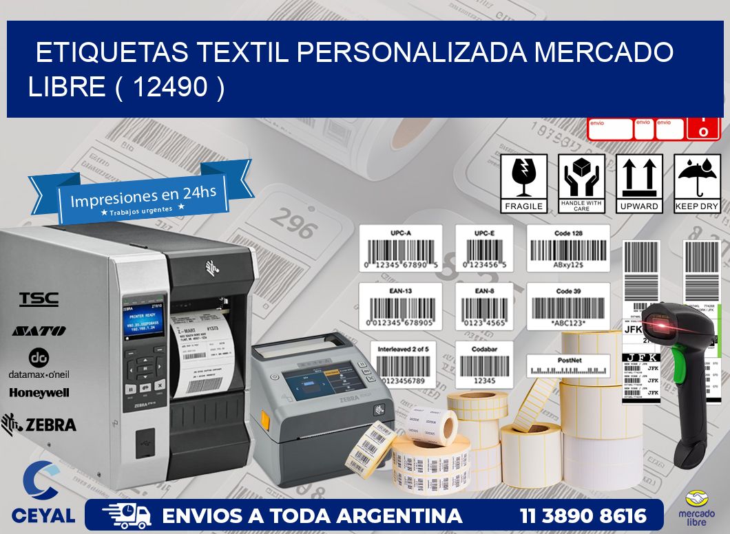 ETIQUETAS TEXTIL PERSONALIZADA MERCADO LIBRE ( 12490 )