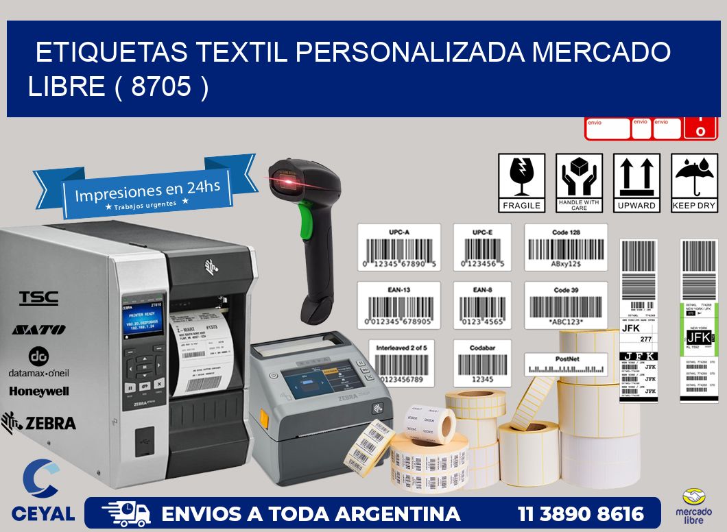 ETIQUETAS TEXTIL PERSONALIZADA MERCADO LIBRE ( 8705 )