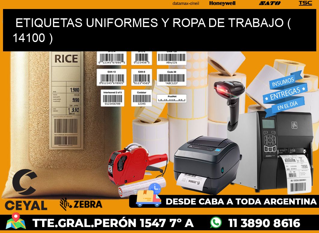 ETIQUETAS UNIFORMES Y ROPA DE TRABAJO ( 14100 )