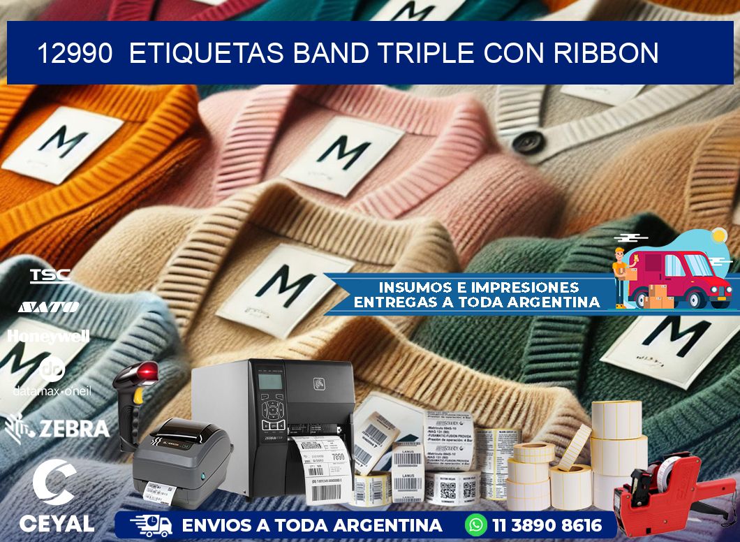 12990  ETIQUETAS BAND TRIPLE CON RIBBON