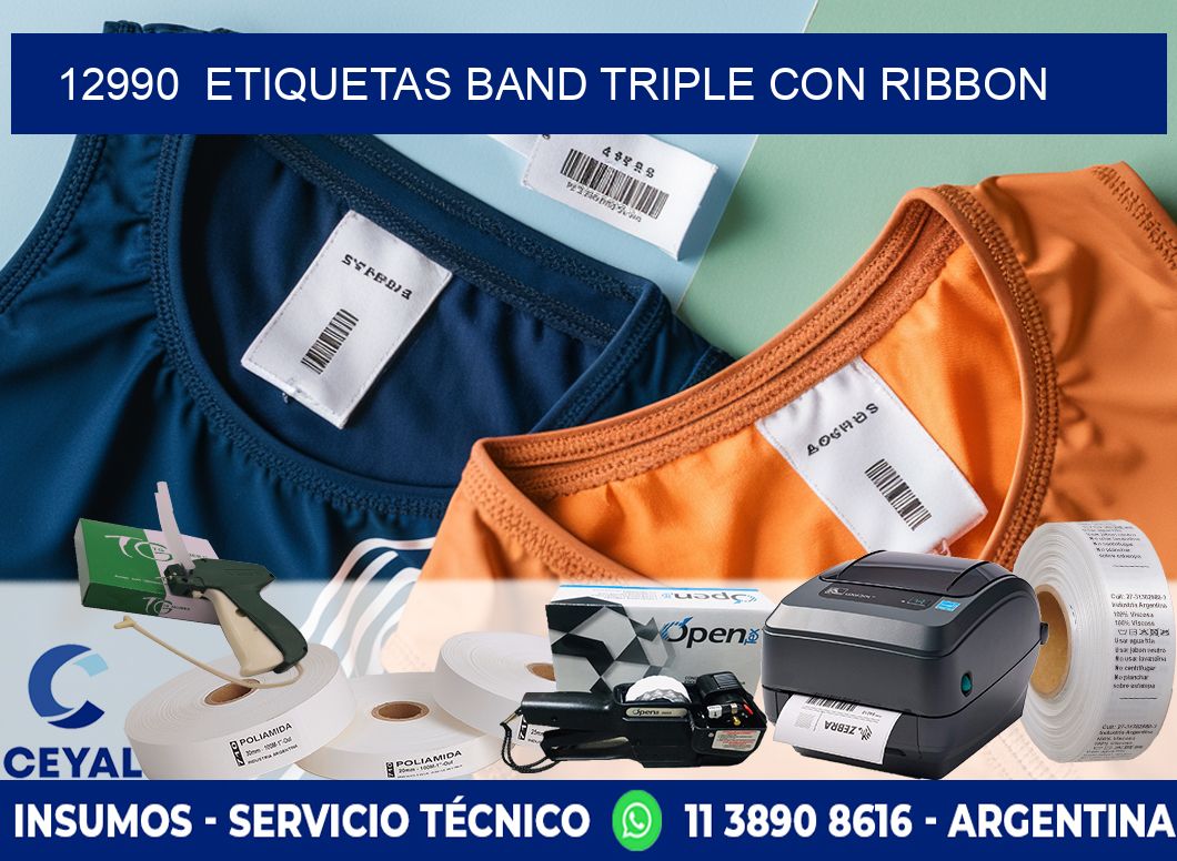 12990  ETIQUETAS BAND TRIPLE CON RIBBON