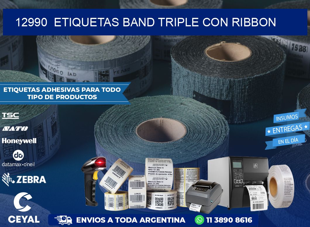 12990  ETIQUETAS BAND TRIPLE CON RIBBON