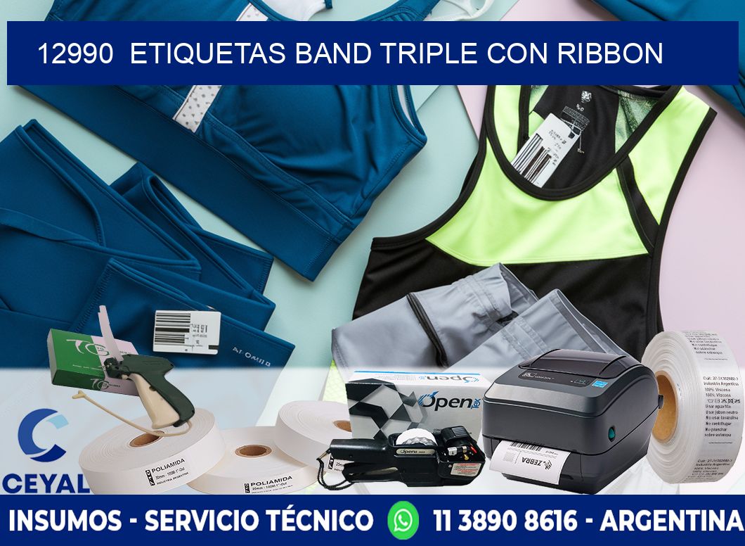 12990  ETIQUETAS BAND TRIPLE CON RIBBON