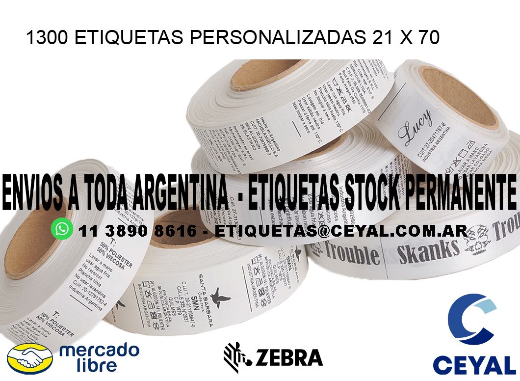 1300 ETIQUETAS PERSONALIZADAS 21 x 70