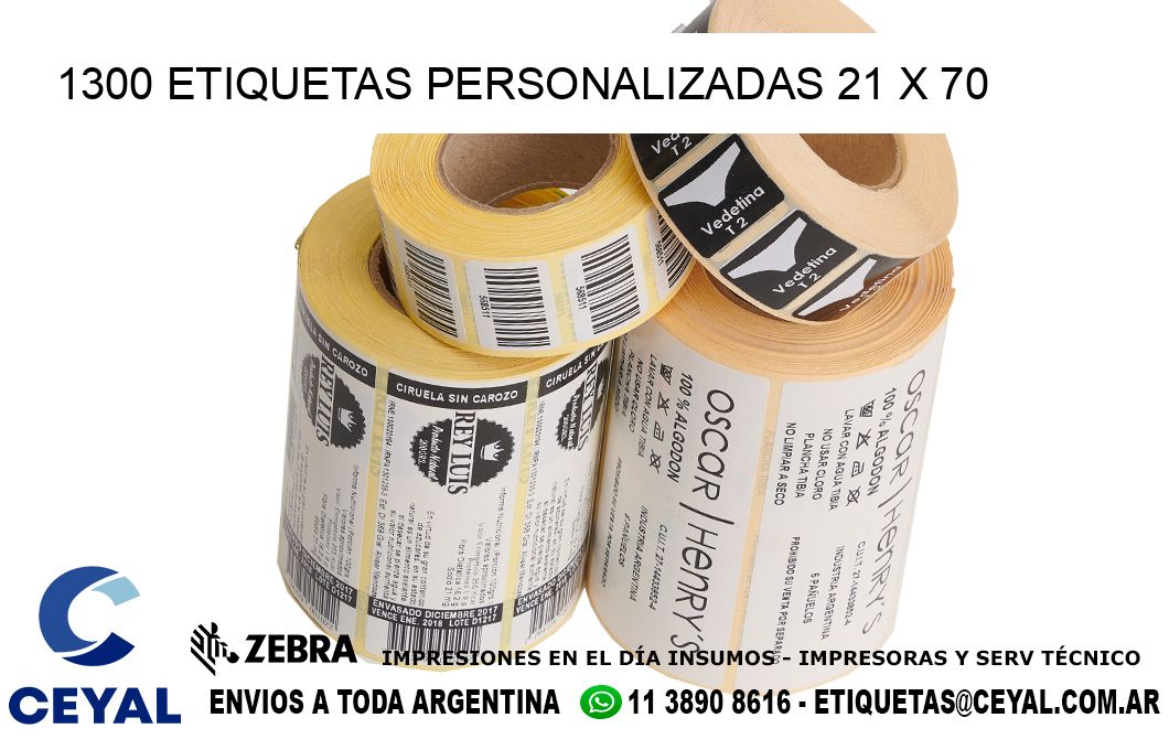 1300 ETIQUETAS PERSONALIZADAS 21 x 70